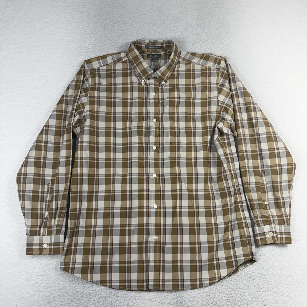 Eddie Bauer Wrinkle Free Relaxed Button Down Long Sleeve Shirt Mens Large Plaid